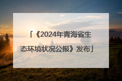 《2024年青海省生态环境状况公报》发布