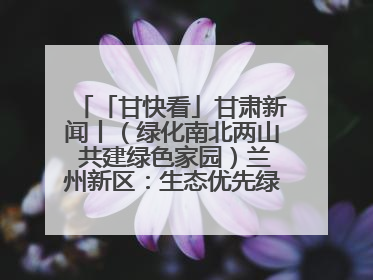 「甘快看」甘肃新闻丨（绿化南北两山 共建绿色家园）兰州新区：生态优先绿色发展 打造生态环保示范区