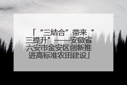 “三结合”带来“三提升”——安徽省六安市金安区创新推进高标准农田建设