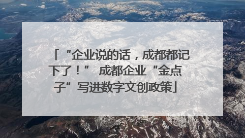 “企业说的话，成都都记下了！” 成都企业“金点子”写进数字文创政策