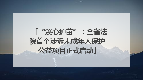 “溪心护苗”：全省法院首个涉诉未成年人保护公益项目正式启动