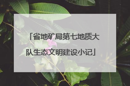 省地矿局第七地质大队生态文明建设小记