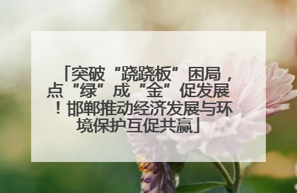 突破“跷跷板”困局，点“绿”成“金”促发展！邯郸推动经济发展与环境保护互促共赢