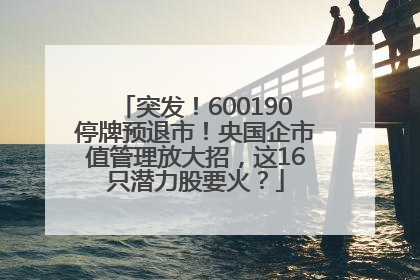 突发！600190停牌预退市！央国企市值管理放大招，这16只潜力股要火？
