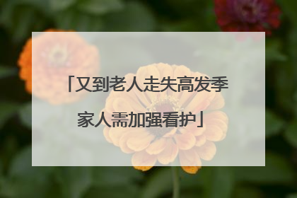又到老人走失高发季 家人需加强看护