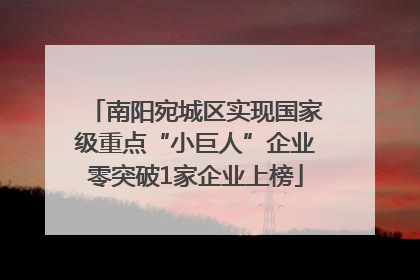 南阳宛城区实现国家级重点“小巨人”企业零突破1家企业上榜