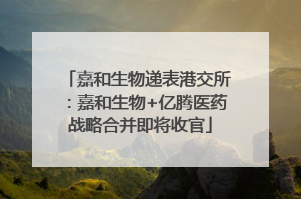 嘉和生物递表港交所：嘉和生物+亿腾医药战略合并即将收官