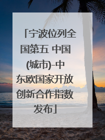宁波位列全国第五 中国(城市)-中东欧国家开放创新合作指数发布