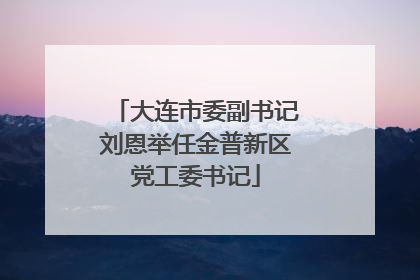 大连市委副书记刘恩举任金普新区党工委书记