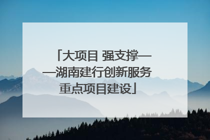 大项目 强支撑——湖南建行创新服务重点项目建设