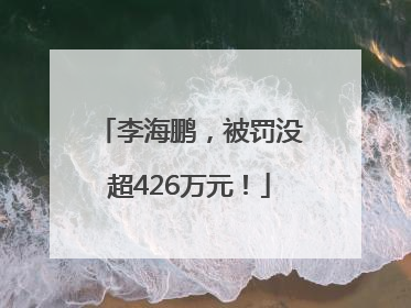 李海鹏，被罚没超426万元！
