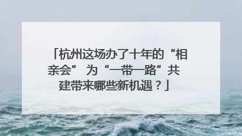 杭州这场办了十年的“相亲会” 为“一带一路”共建带来哪些新机遇？