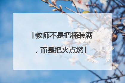 教师不是把桶装满，而是把火点燃