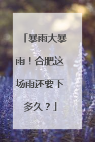 暴雨大暴雨！合肥这场雨还要下多久？