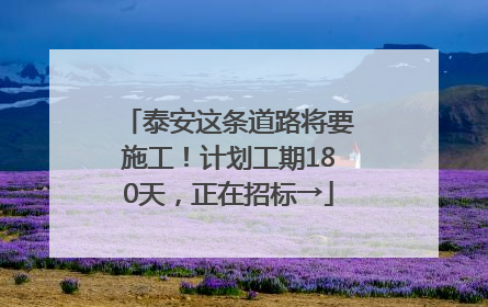 泰安这条道路将要施工！计划工期180天，正在招标→