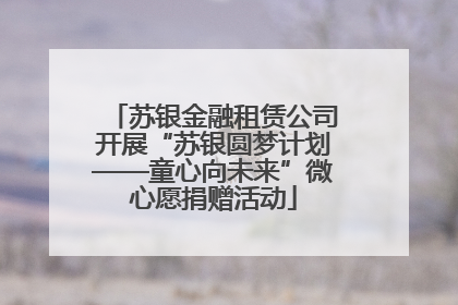苏银金融租赁公司开展“苏银圆梦计划——童心向未来”微心愿捐赠活动