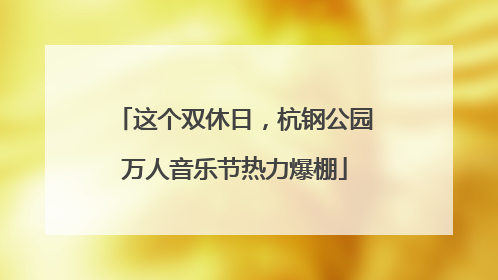 这个双休日，杭钢公园万人音乐节热力爆棚
