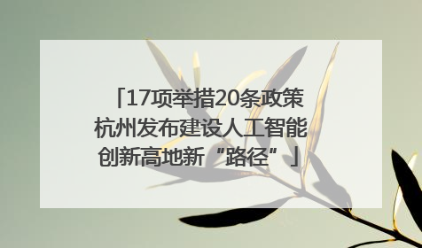 17项举措20条政策 杭州发布建设人工智能创新高地新“路径”
