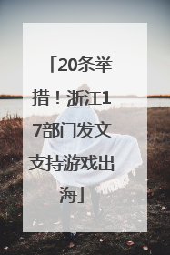 20条举措！浙江17部门发文支持游戏出海